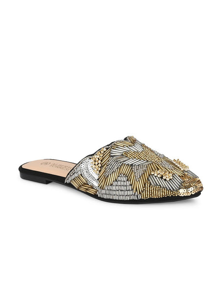 Gold mules 2024 flat