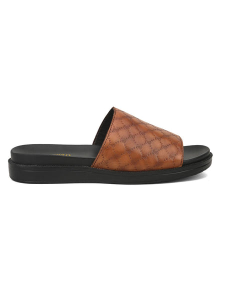 Tan discount slides leather