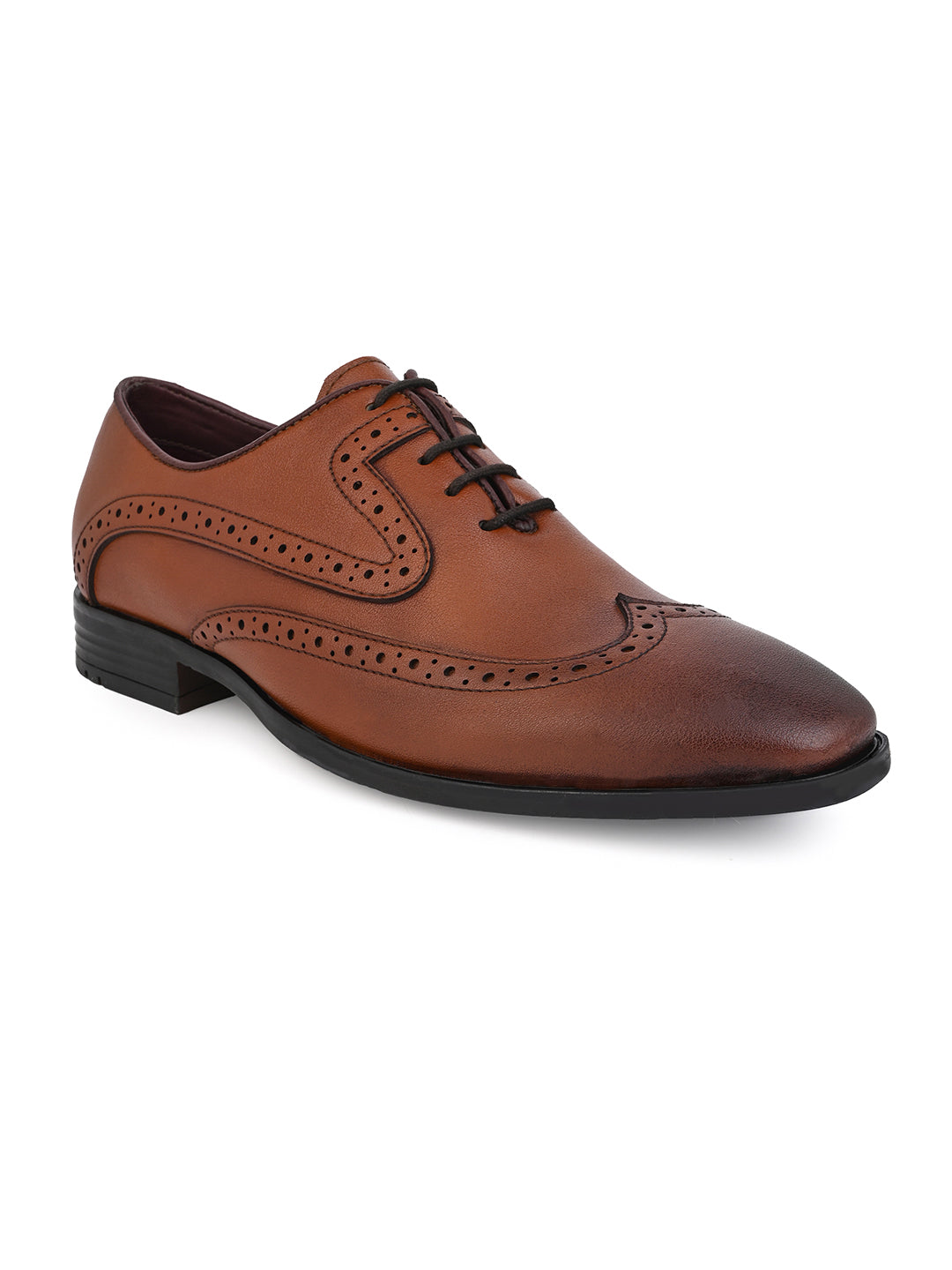 Alberto Torresi Tan Laser Cut Laceup Formal Shoes