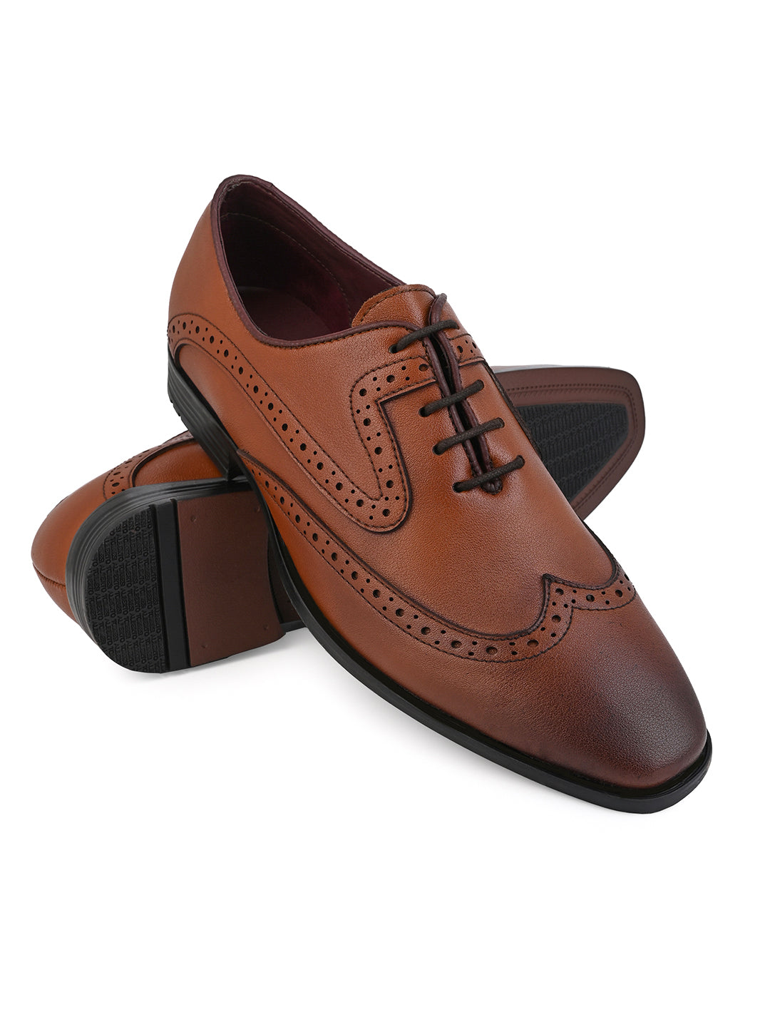 Alberto Torresi Tan Laser Cut Laceup Formal Shoes