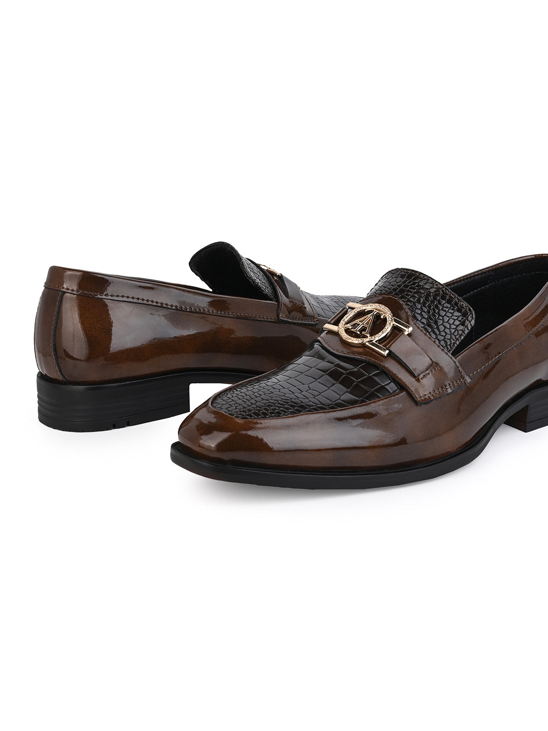 Alberto Torresi Wedding BrownPatent Shoe With Metal Accent