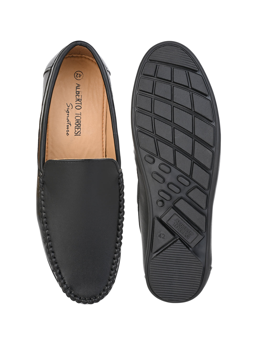 Alberto Torresi Synthetic Black Loafers For Men