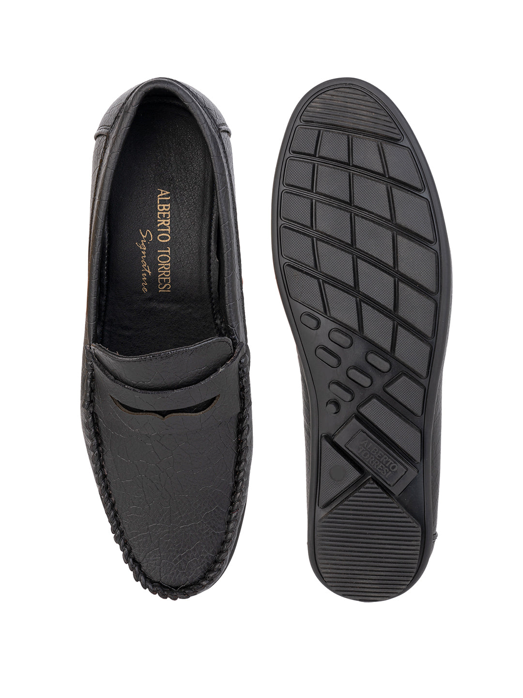 Alberto Torresi Synthetic Black Loafers For Men