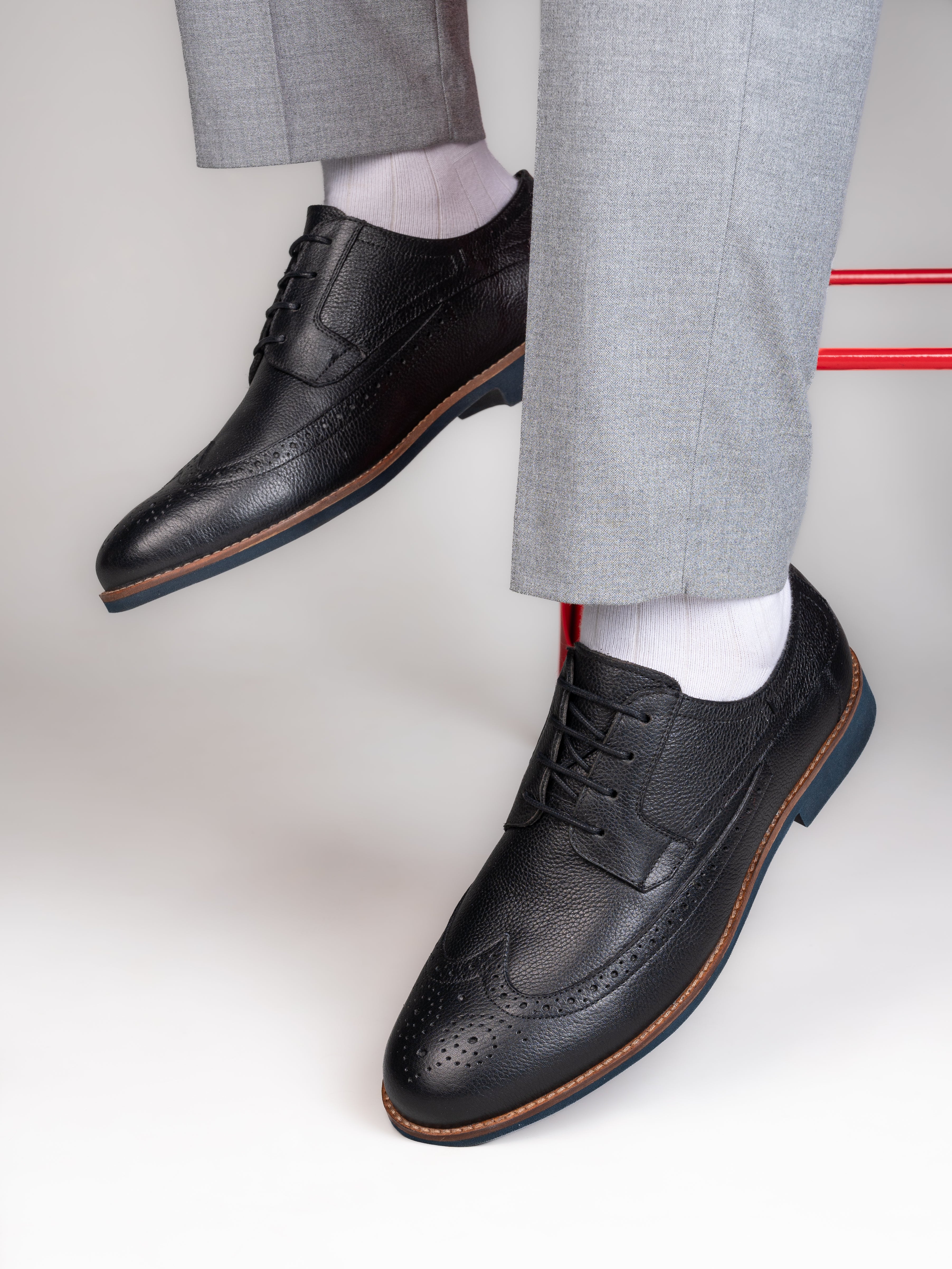 Alberto Torresi Horwik Series Black Mild Leather Brogue Shoe