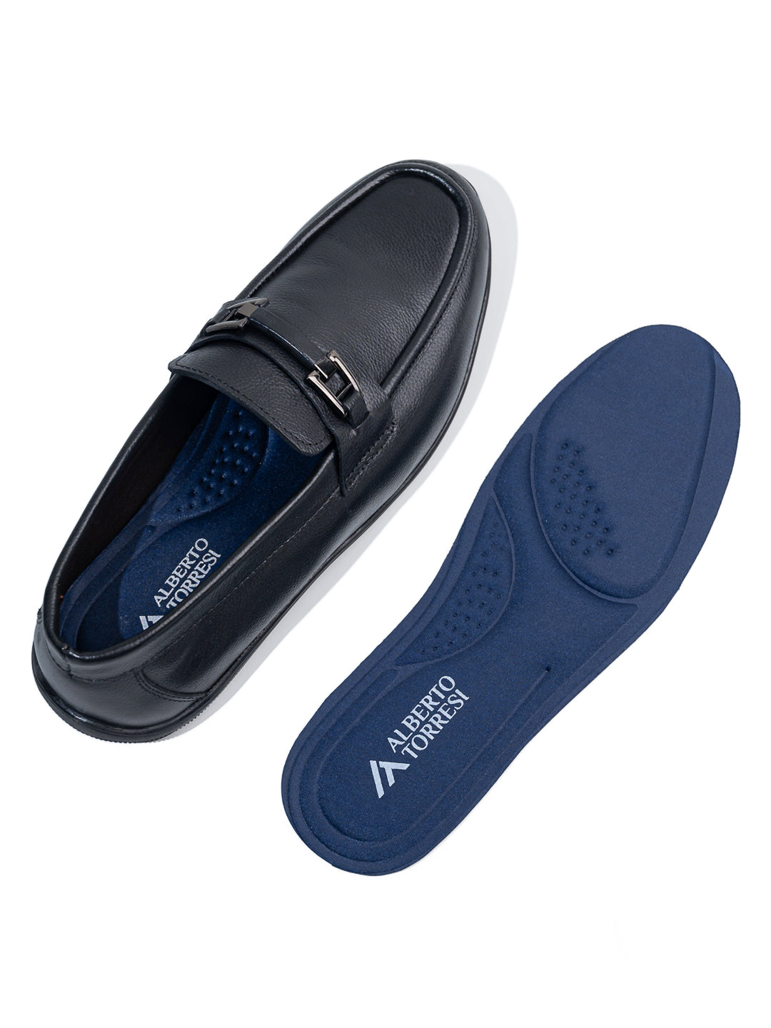 Alberto Torresi Genuine Leather Filter Your Pain Rubber Sole Loafers