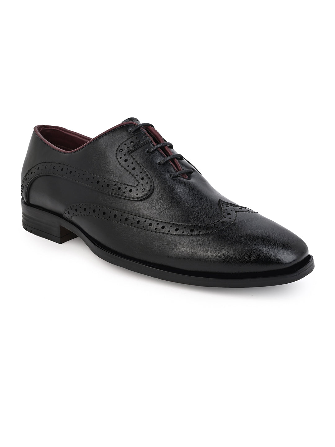 Alberto Torresi Black Laser Cut Laceup Formal Shoes