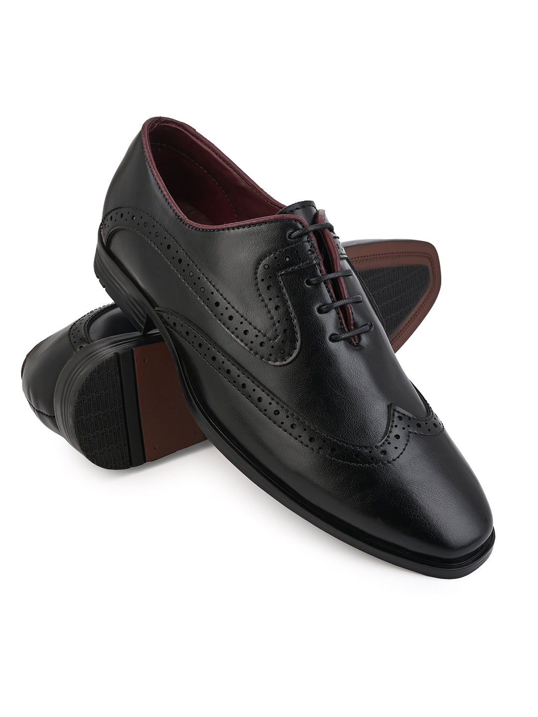 Alberto Torresi Black Laser Cut Laceup Formal Shoes