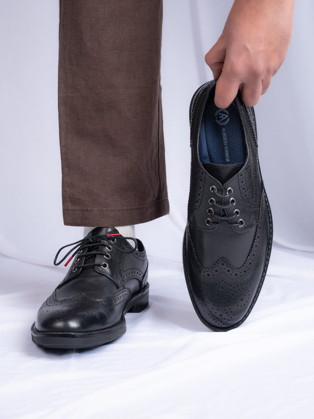 Alberto Torresi Genuine Leather Black Formal Brogue Shoes