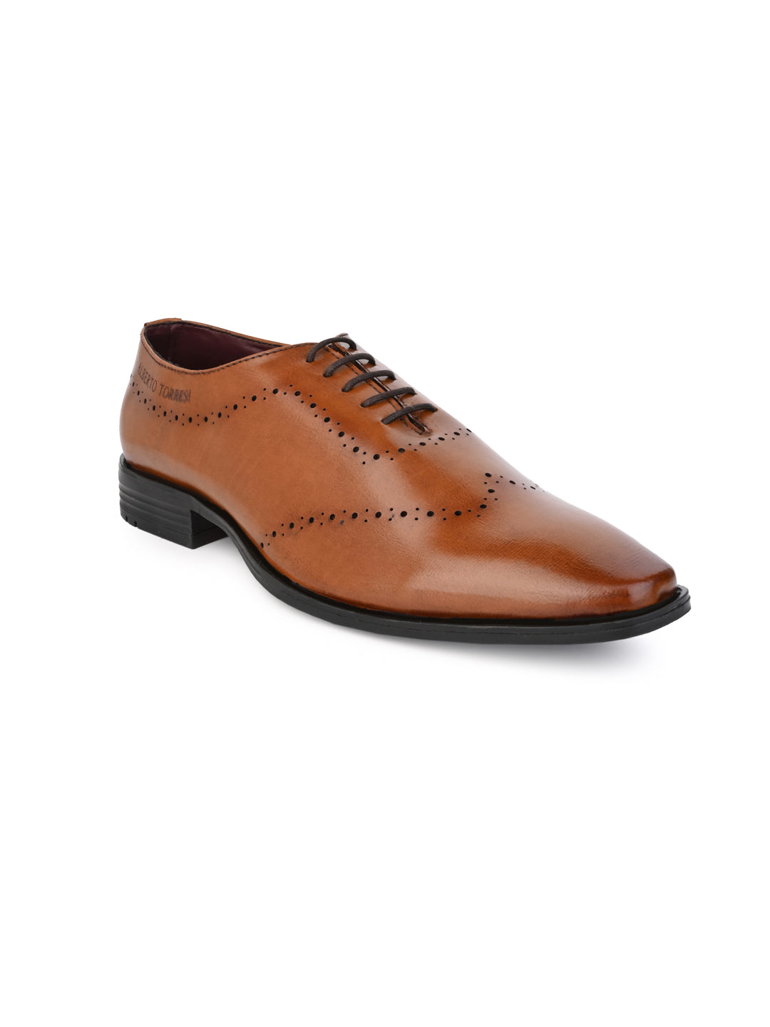 Alberto Torresi Tan Laser Cut Laceup Formal Shoes