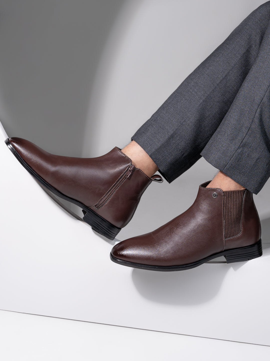 Alberto Torresi Synthetic Brown Chelsea Boots For Men