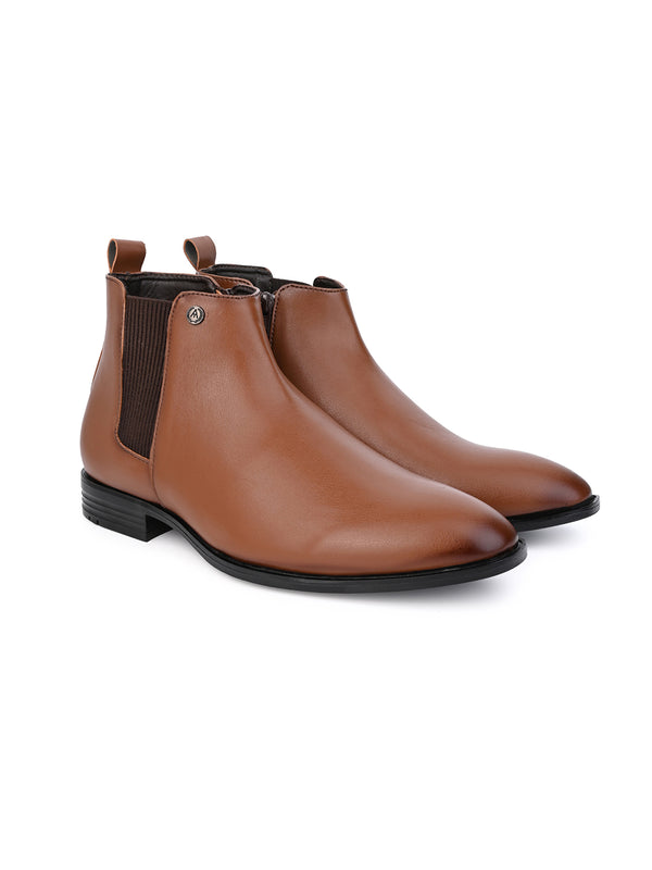 Alberto Torresi Synthetic Tan Chelsea Boots For Men