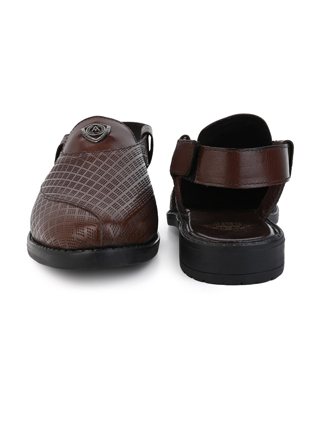 Alberto Torresi Genuine Leather Textured Peshawari Sandal With Padded Insole