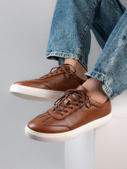 Alberto Torresi Premium Tan Leather Sneakers – Ultimate Blend of Style