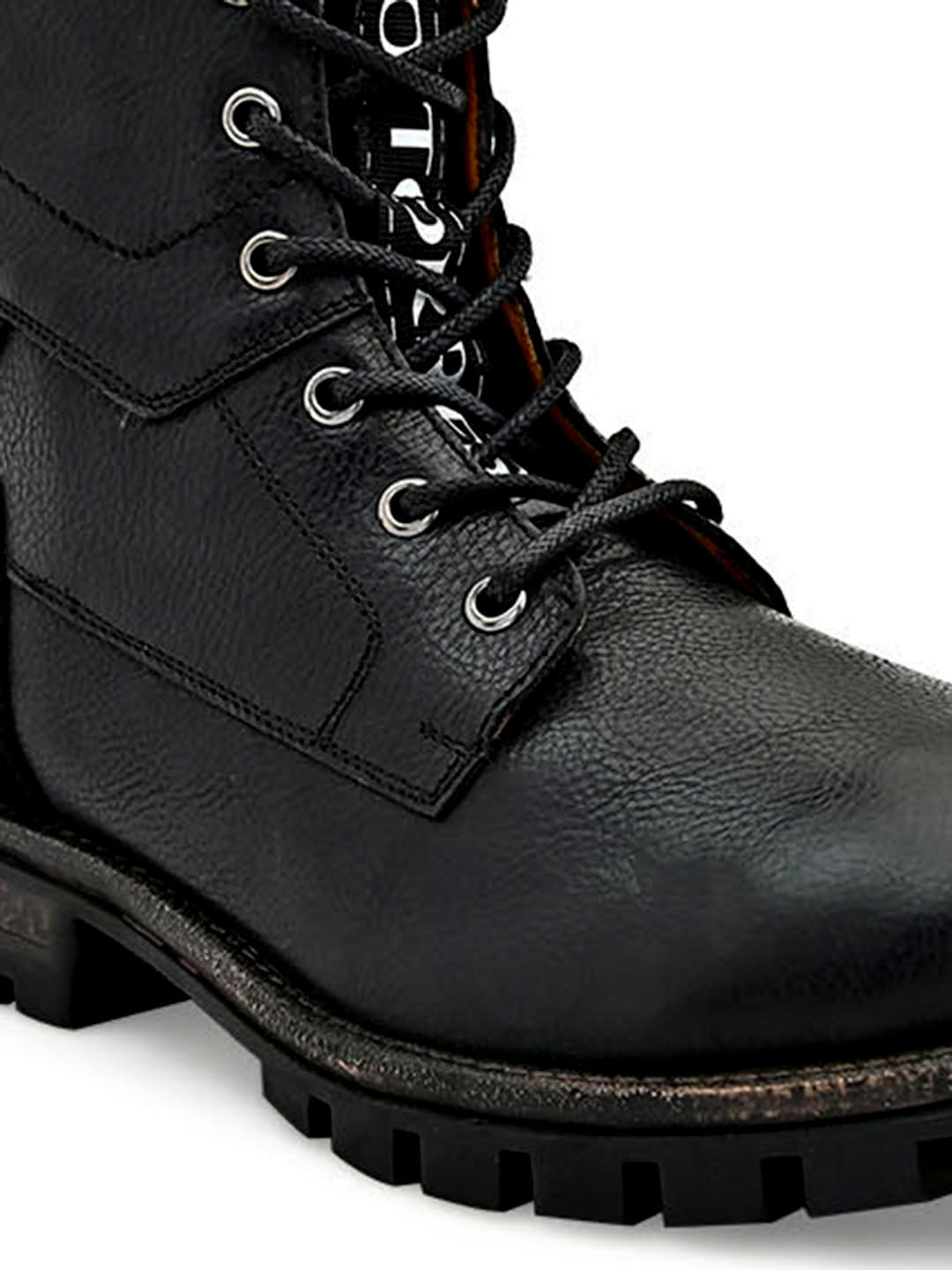 Black Leather Lace Up Boots